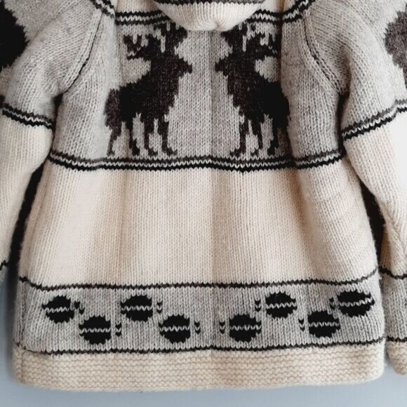 Handmade 100% Wool Chunky Sweater Full-Zip Jacket Fleece Lined Sz S - Picture 10 of 12